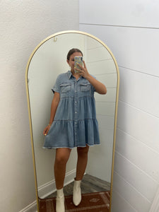 Pearl Snap Denim Dress