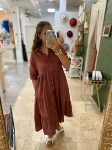 Rustic Midi Shirt Dress