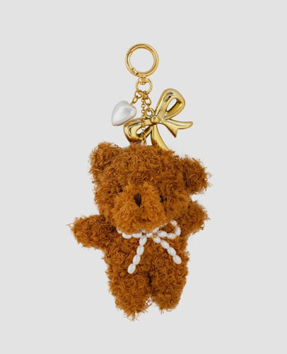 Plush Pearl Bow Teddy Bear Bag Charm