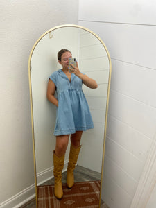 Lapel Neck Babydoll Dress