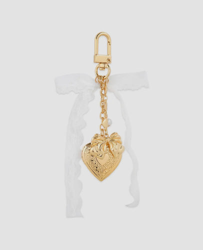 Lace Bow Heart Locket Bag Charm