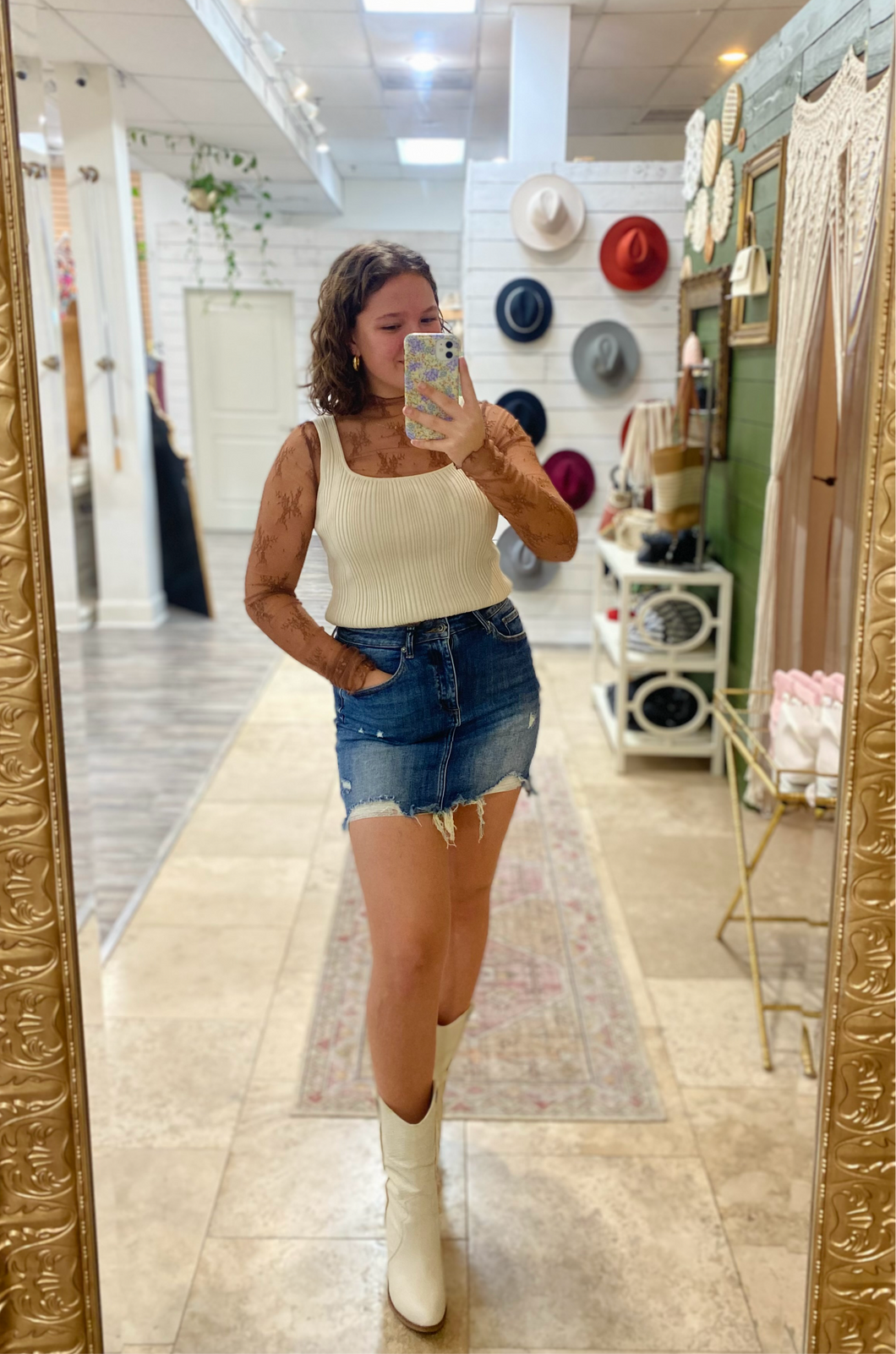 Distressed Mini Skirt