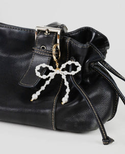 Small Pearl Bead Bow Bag Charm