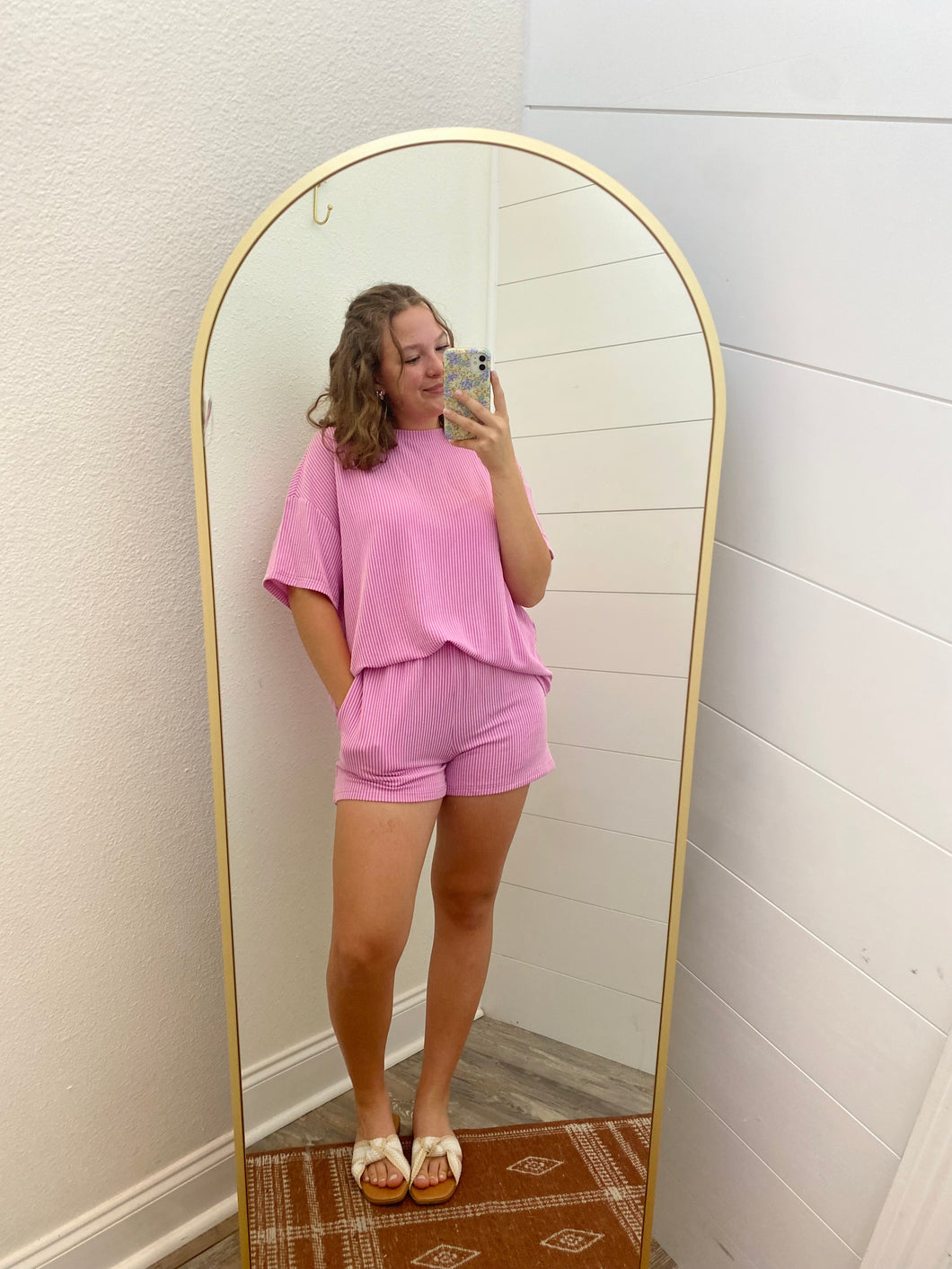 Ribbed Pink Lounge Set