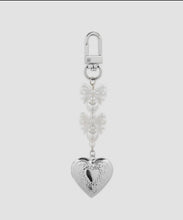 Bow Pearl Heart Locket Bag Charm