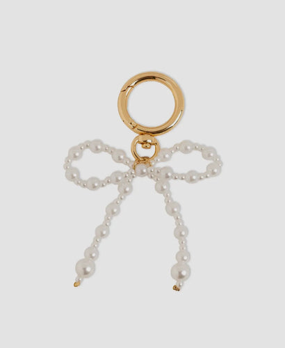 Small Pearl Bead Bow Bag Charm