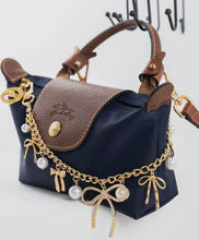 Bow Pearl and Crystal Charm Bag Chain