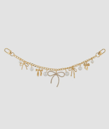 Bow Pearl and Crystal Charm Bag Chain