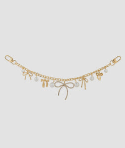 Bow Pearl and Crystal Charm Bag Chain