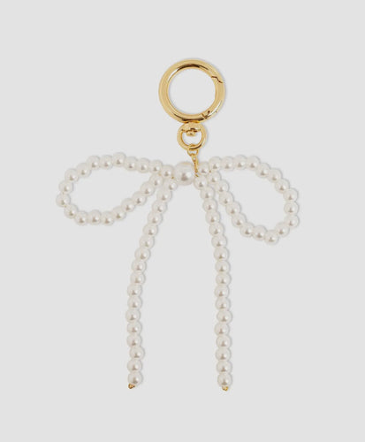 Large Pearl Bead Bow Bag Charm