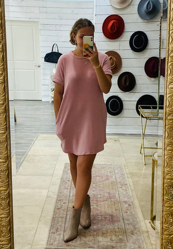 Blush T-shirt Dress with Pockets