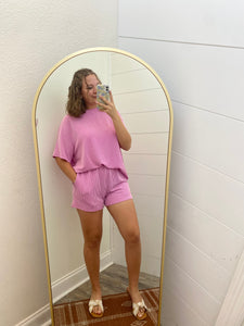 Ribbed Pink Lounge Set