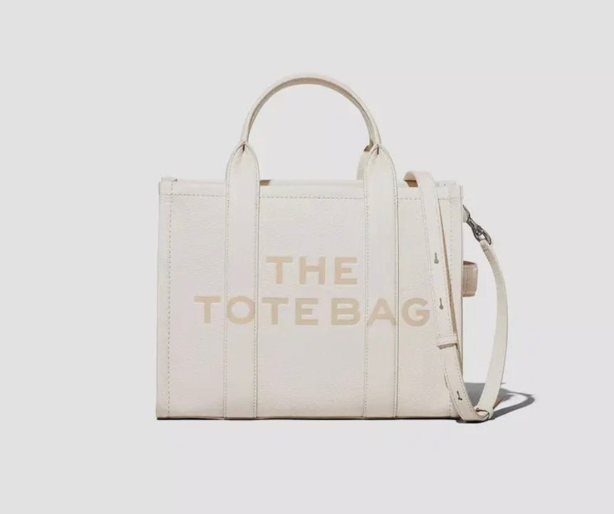 White Leather Tote Bag