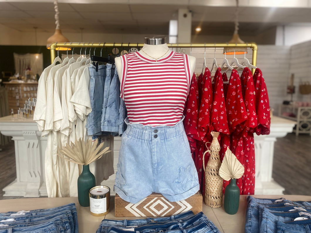 Red and White tank